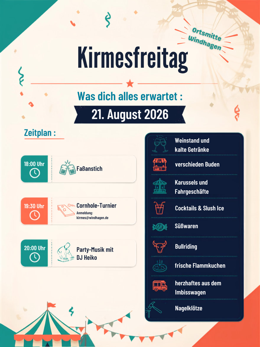 Kinderflohmarkt in Windhagen am 23.08.26 von 14 bis 17 Uhr.